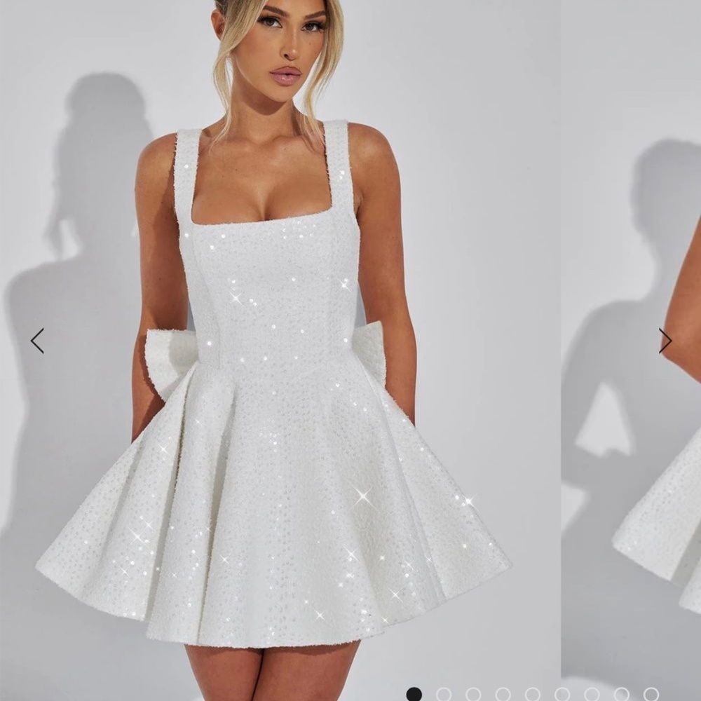 Elegant White Sequin Dress